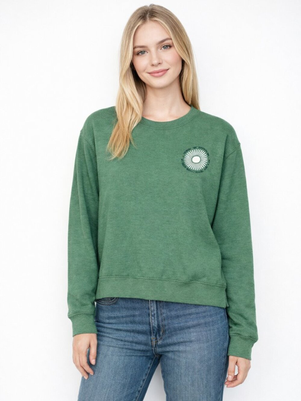 2/$30 Miken Flow Graphic Slogan Sweatshirt Green Medium #A1872